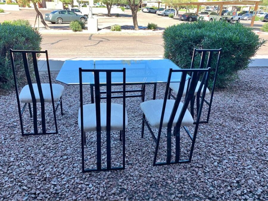 Modern Black And Glass Dining Set back