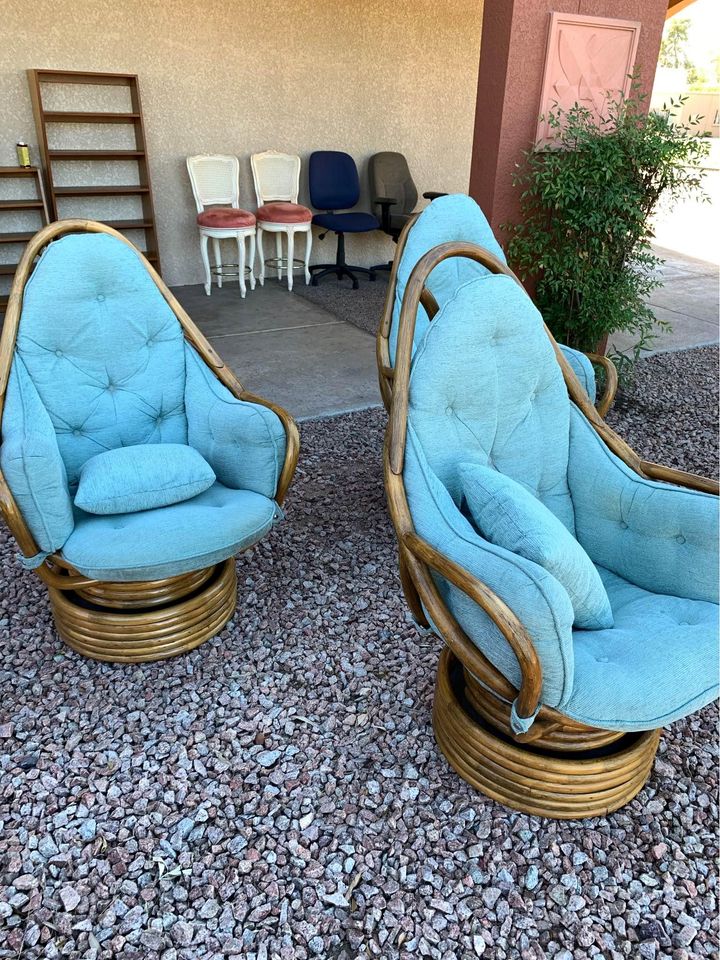 Vintage High Back Swivel Chairs set