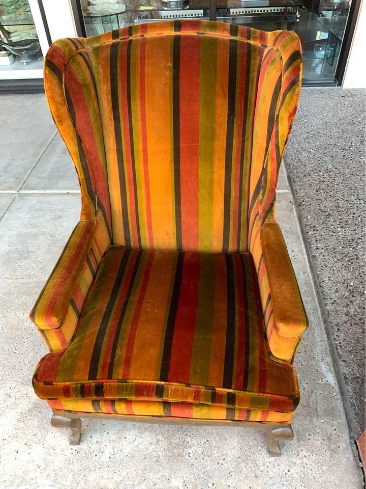 Vintage Velvet Wingback Chair front