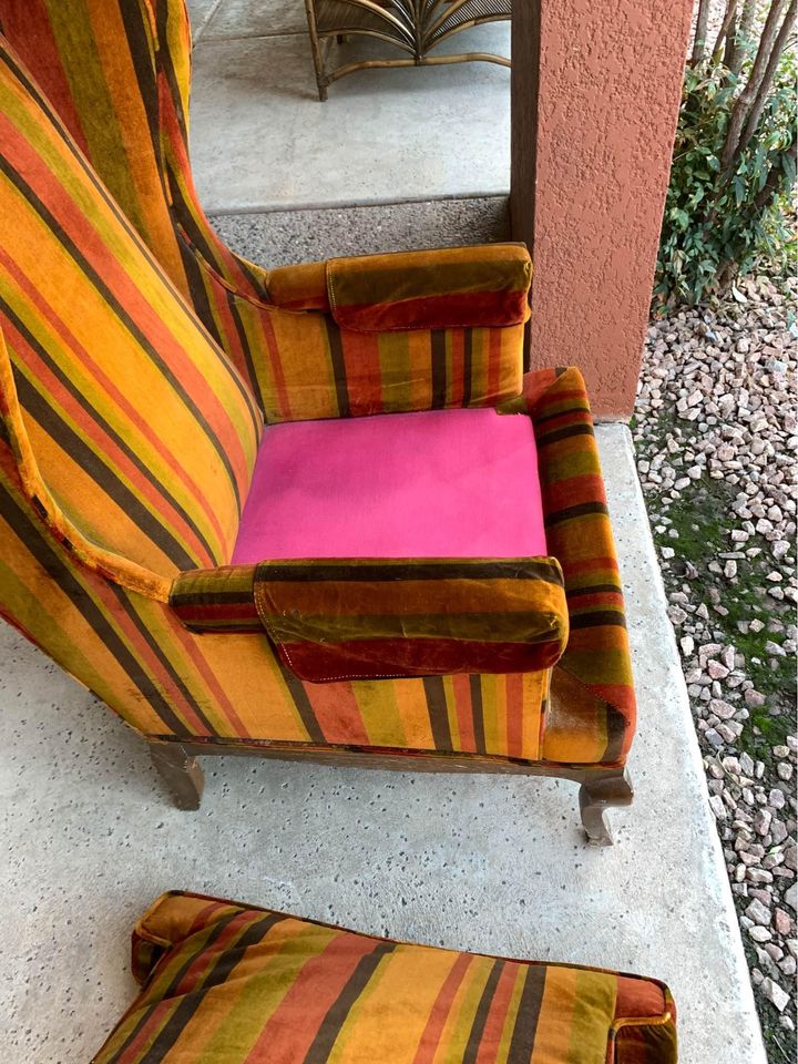 Vintage Velvet Wingback Chair armchair arm covers