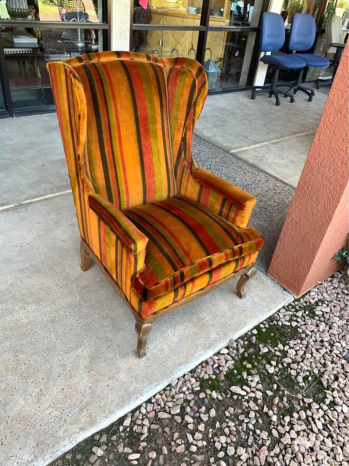 Vintage Velvet Wingback Chair