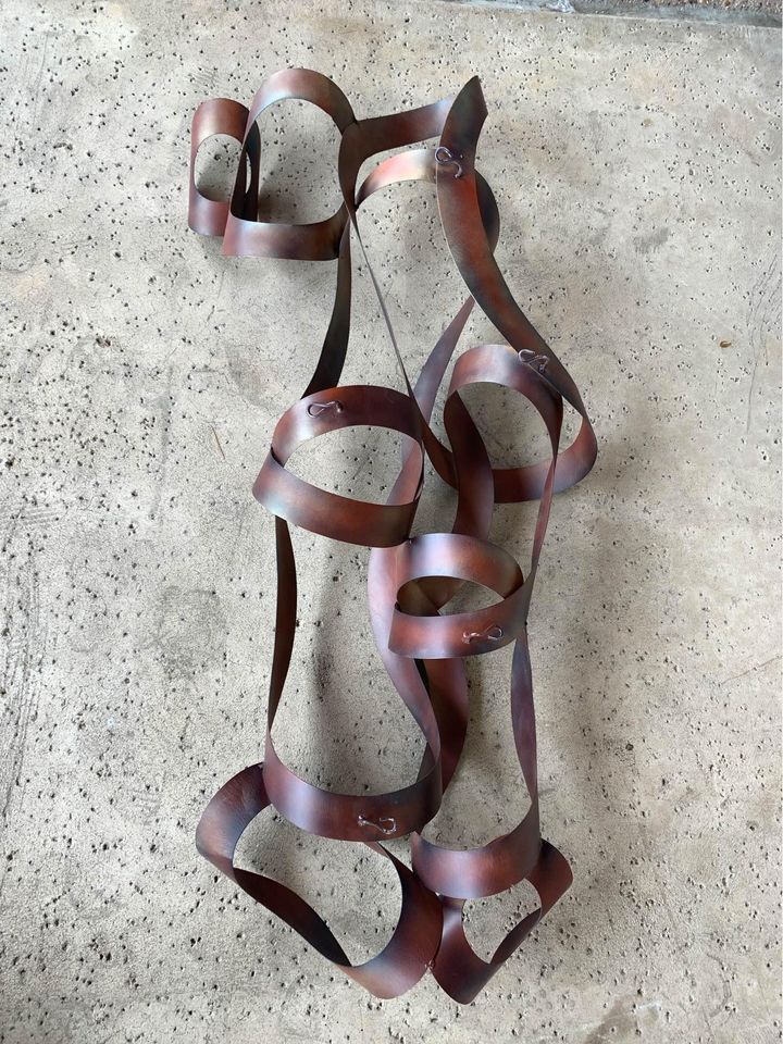 Iridescent Metal Art Ribbon Sculpture back