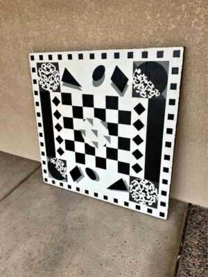 Large Geometric Painting On Wood