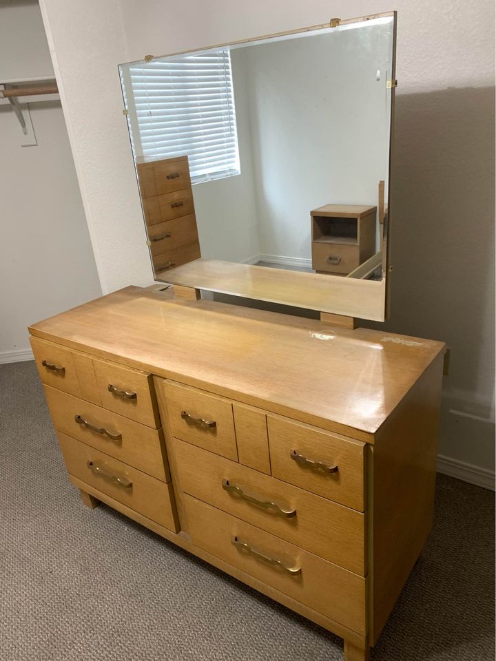 Mid-Century Bedroom Set dresser with mirror