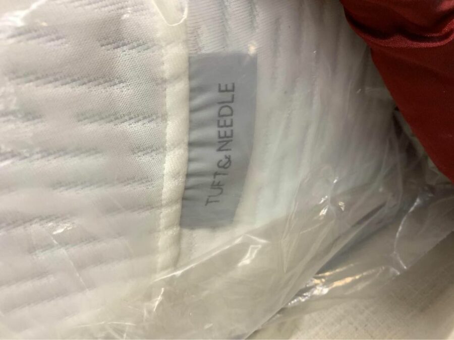 Queen Size Bed with Storage Drawer mattress label