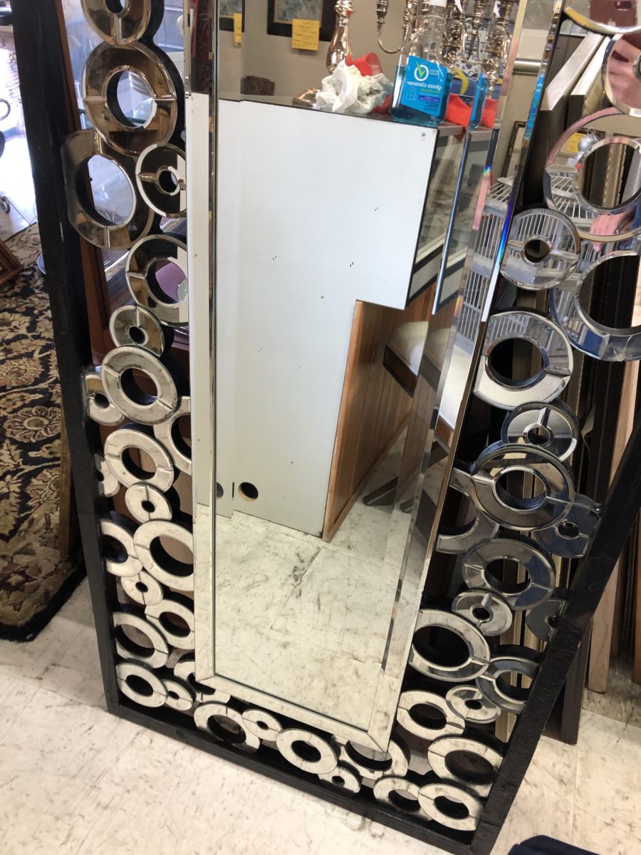 Bubble Mirror with Wood Frame center
