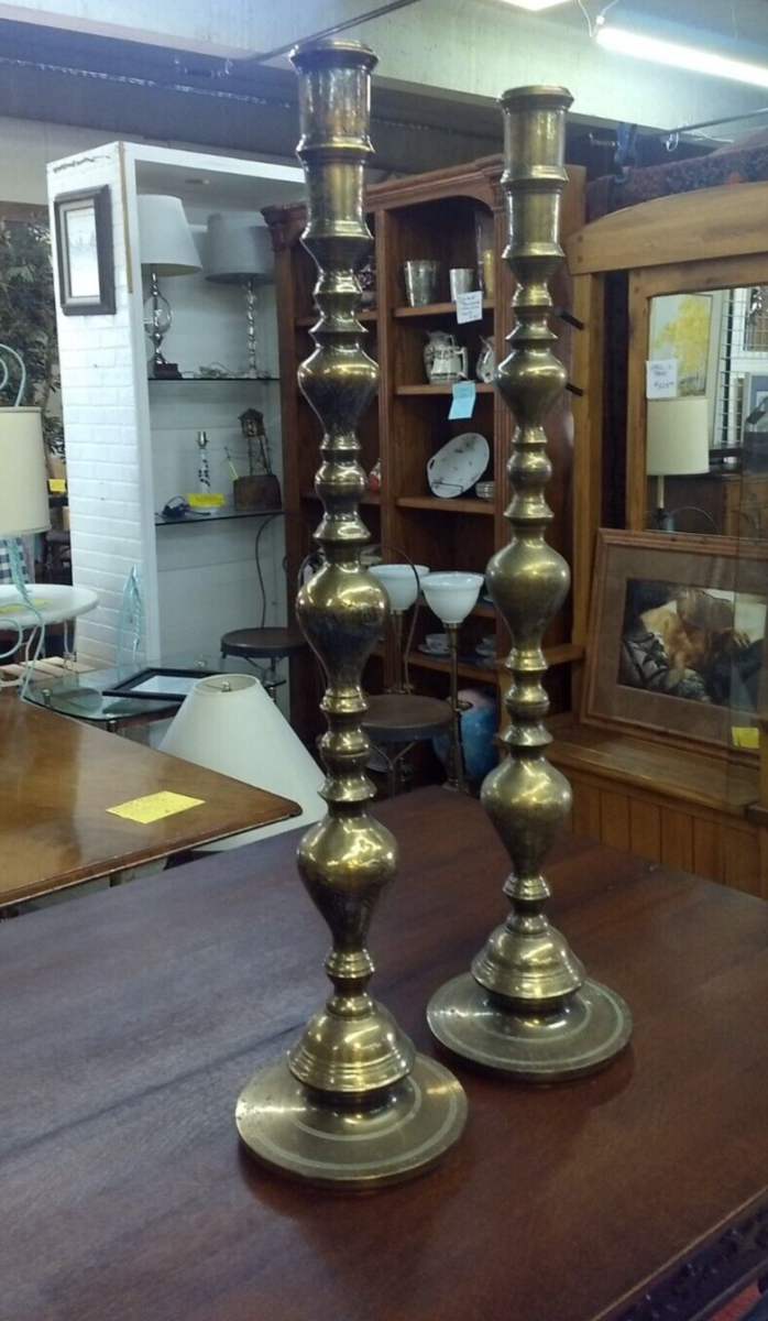 Pair of Vintage Brass Candlesticks angle