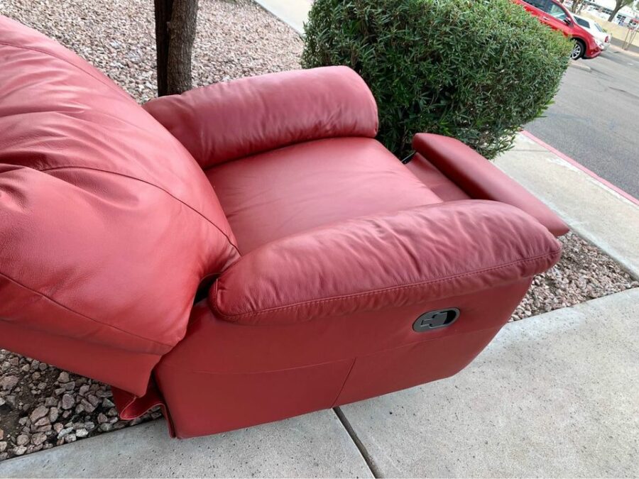 Red Leather Rocker Recliner detail