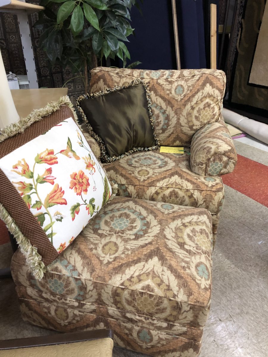 Tan Armchair with Matching Ottoman front