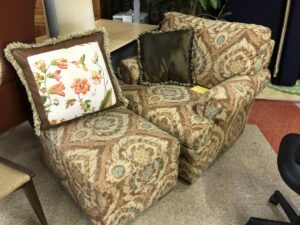 Tan Armchair with Matching Ottoman