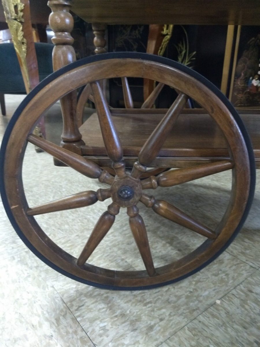 Vintage Drop Leaf Tea Trolley wheel
