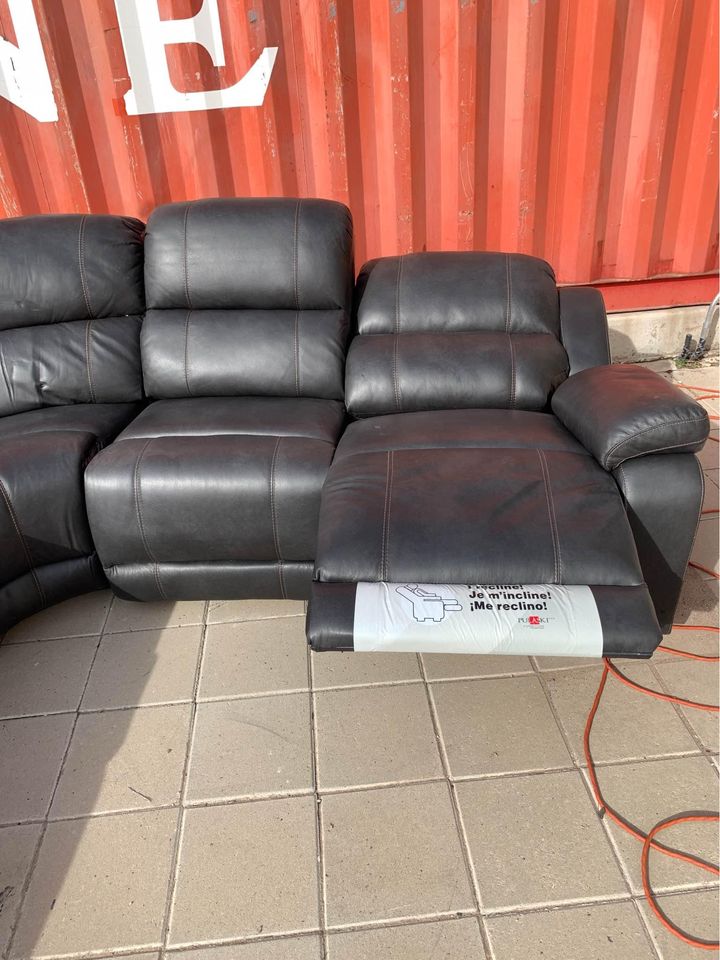 Leather Power Reclining Sectional opposite recliner