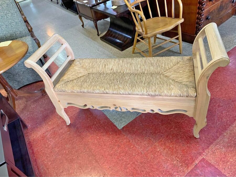 Rustic Bench with Rush Seat