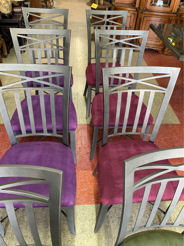 Set of 8 Iron Dining Chairs