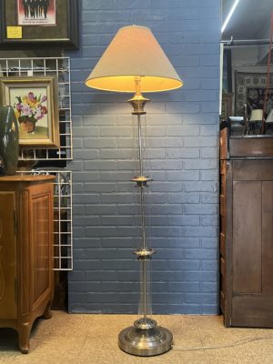 Brushed Nickel Glass Column Lamp Set