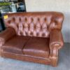 Pair of Tufted Leather Loveseats single