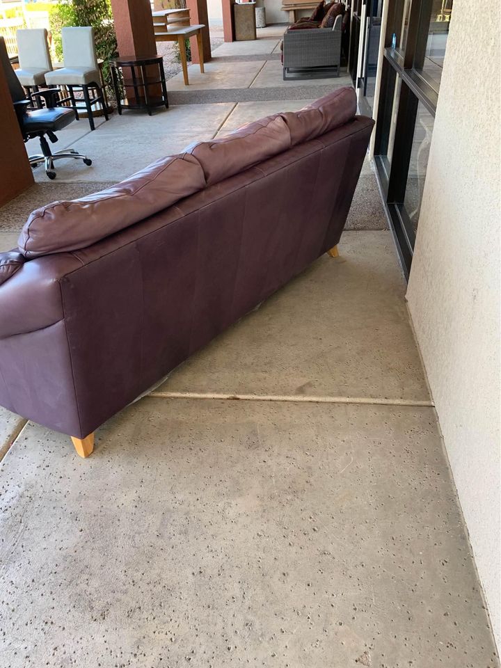 Purple Leather Sofa back