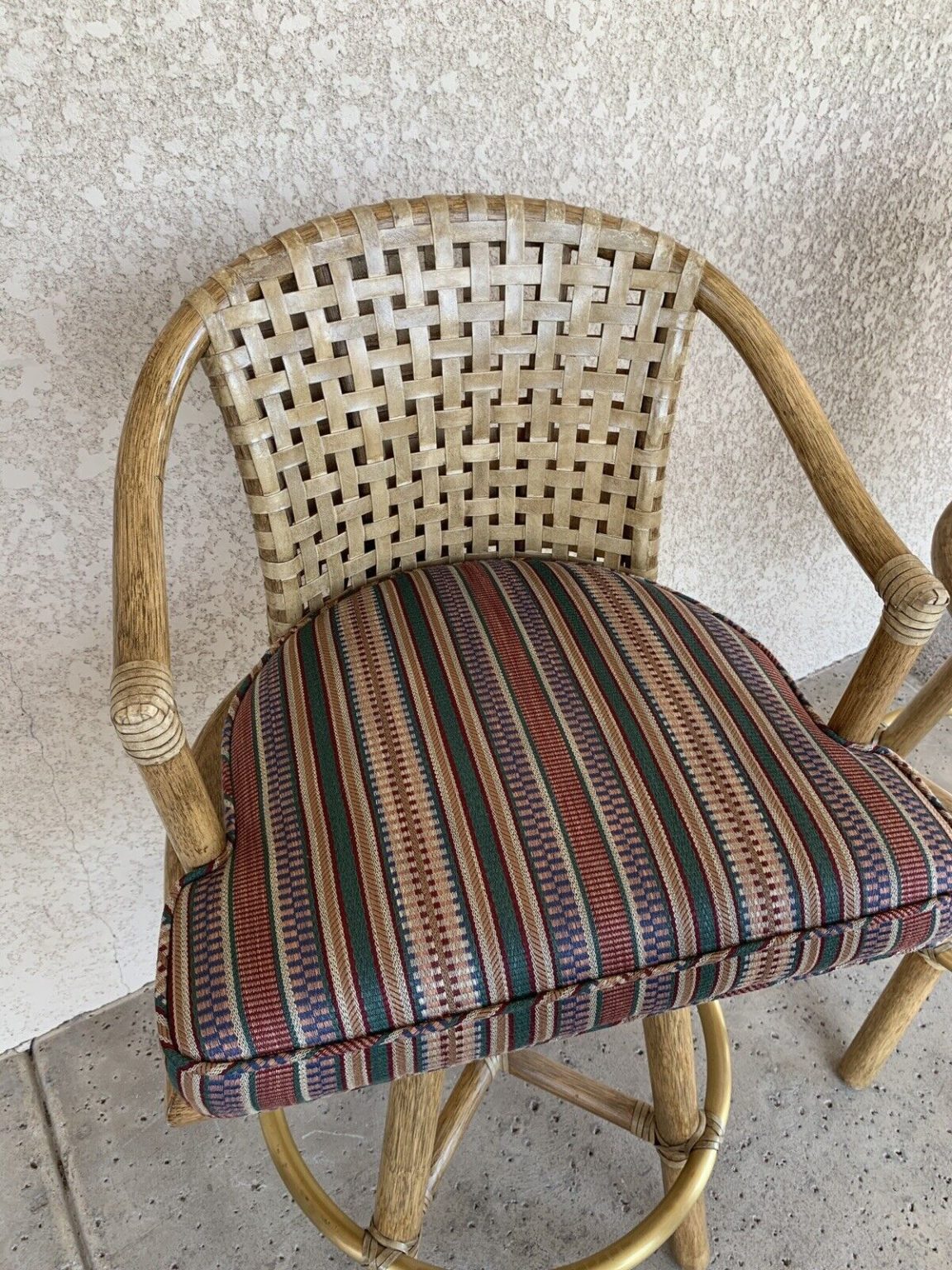 Set of 4 Rawhide Swivel Stools cushion