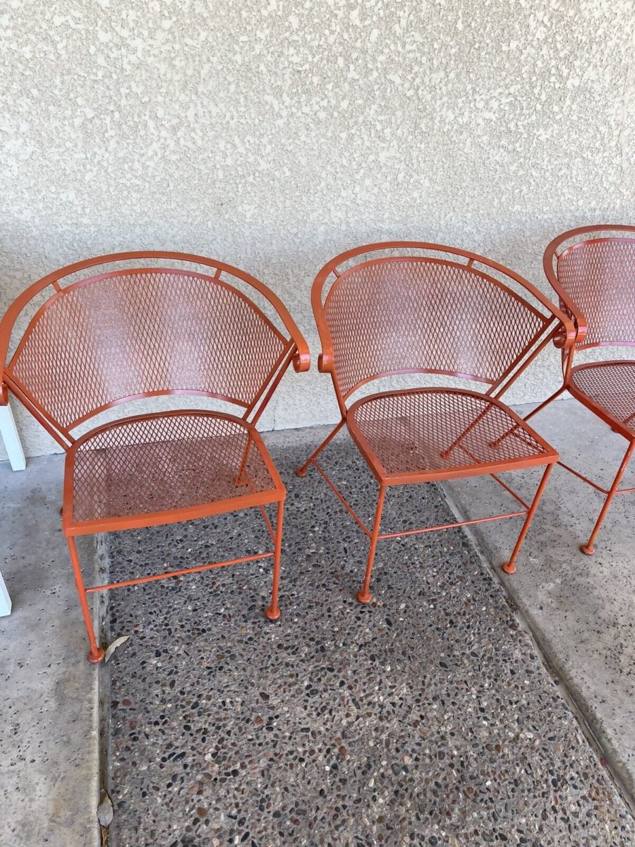 4 Vintage Iron Patio Chairs front
