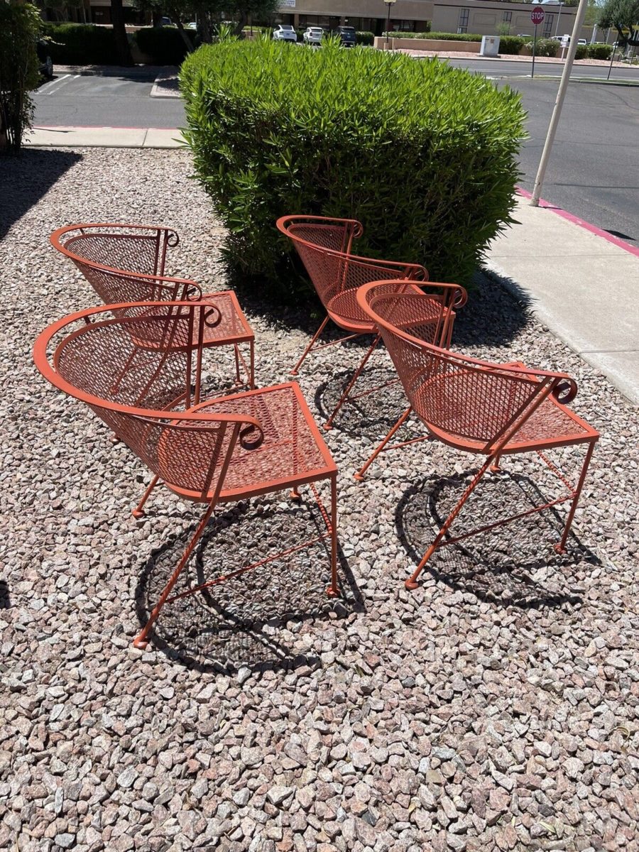 4 Vintage Iron Patio Chairs side