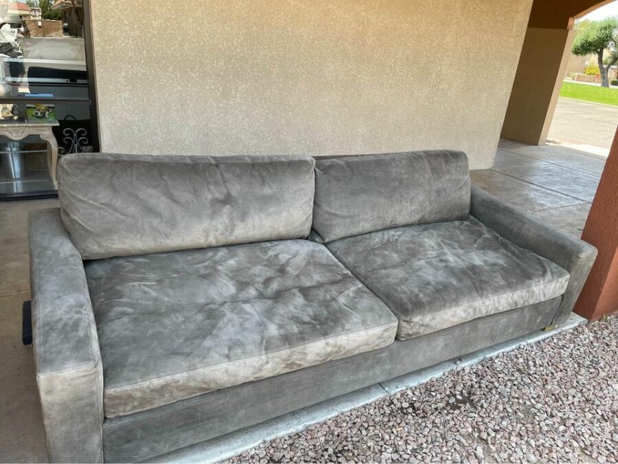 Large Gray Suede Sofa