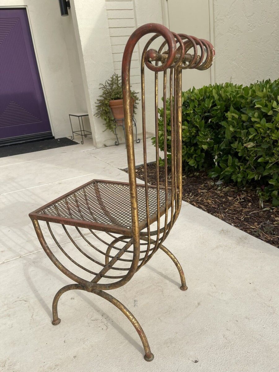 Mid-Century Modern Gilt Iron Chair