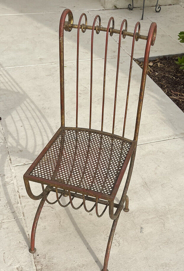 Mid-Century Modern Gilt Iron Chair front