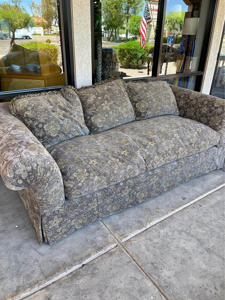 Pair of Gray Floral Sofas