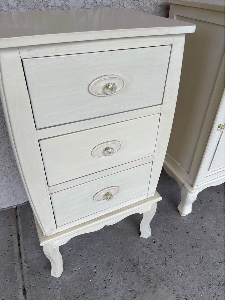 Tall White Nightstands drawers front