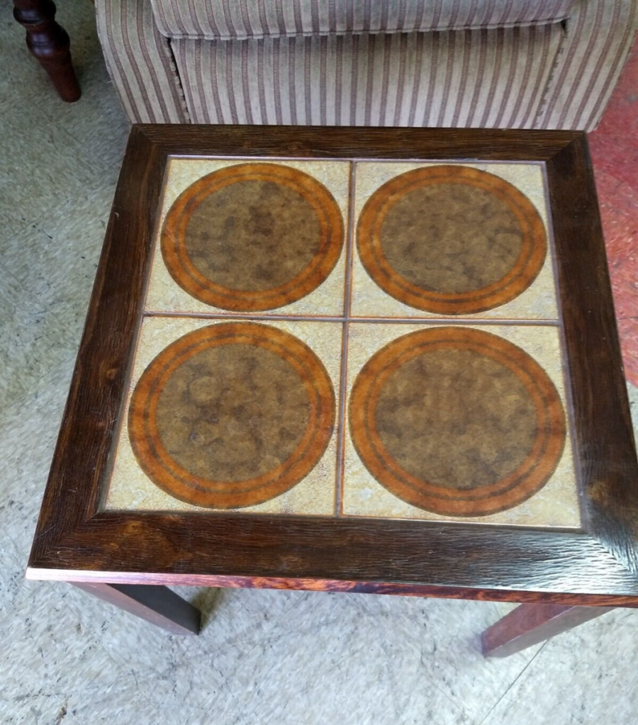 Vintage 1960's Table with Inlaid Tiles top