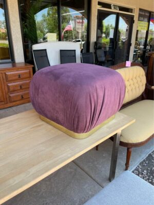 Purple Puff Ottoman With Gold Base