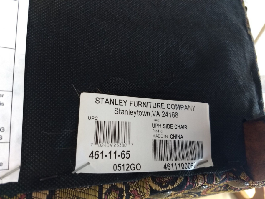 Stanley Furniture Upholstered Chairs label
