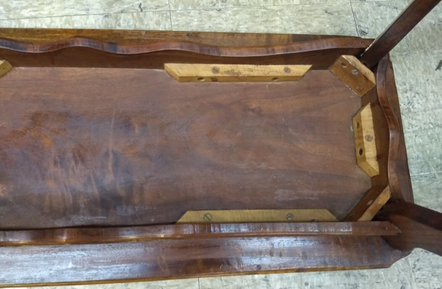 Vintage Handmade Walnut Table underside detail
