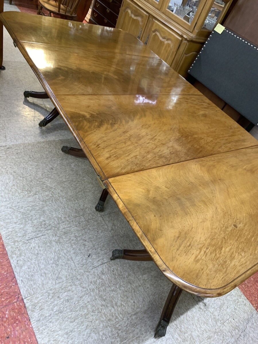 Antique Mahogany Triple Pedestal Dining Table