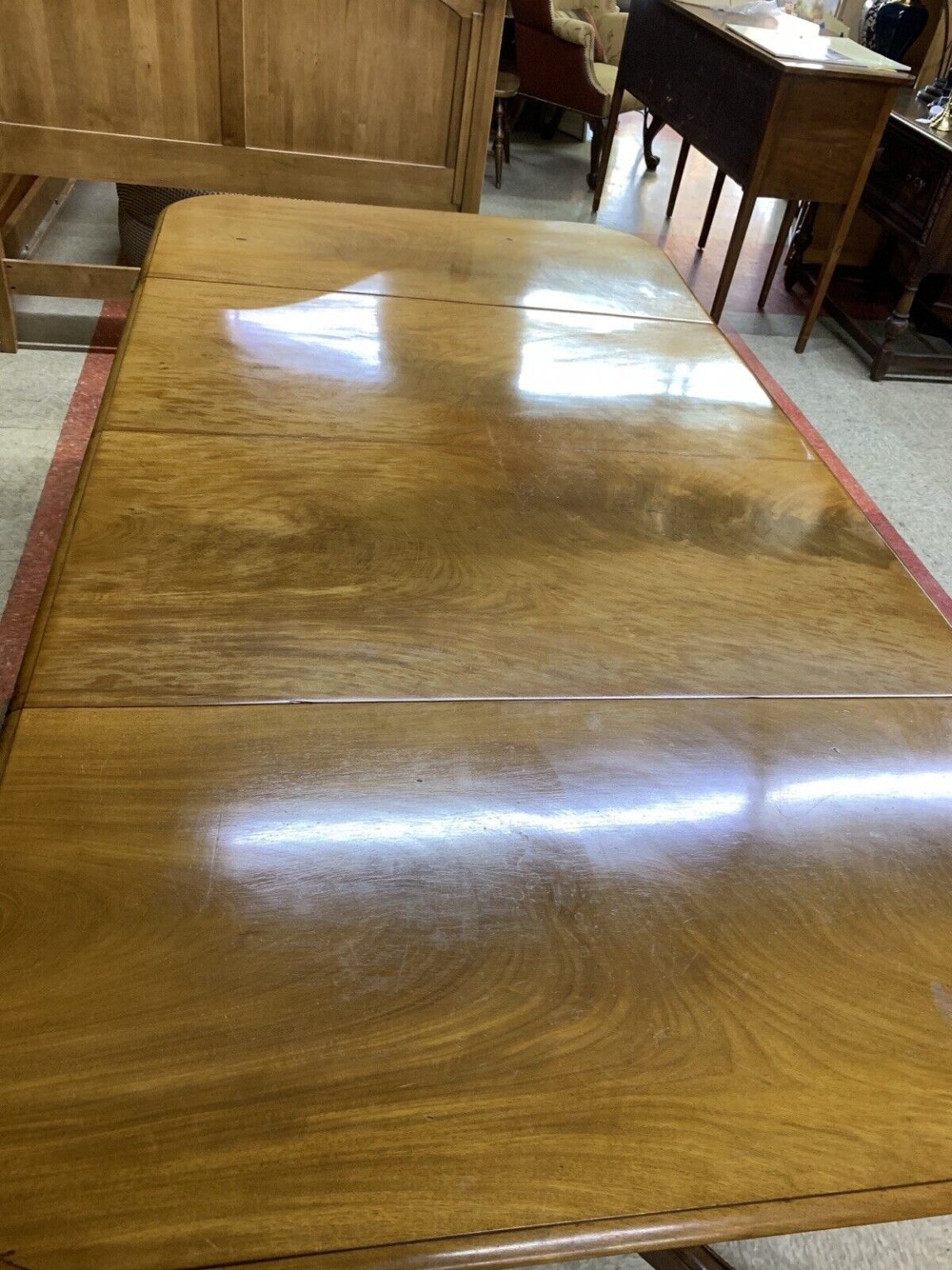 Antique Mahogany Triple Pedestal Dining Table full top Antique Mahogany Triple Pedestal Dining Table full top