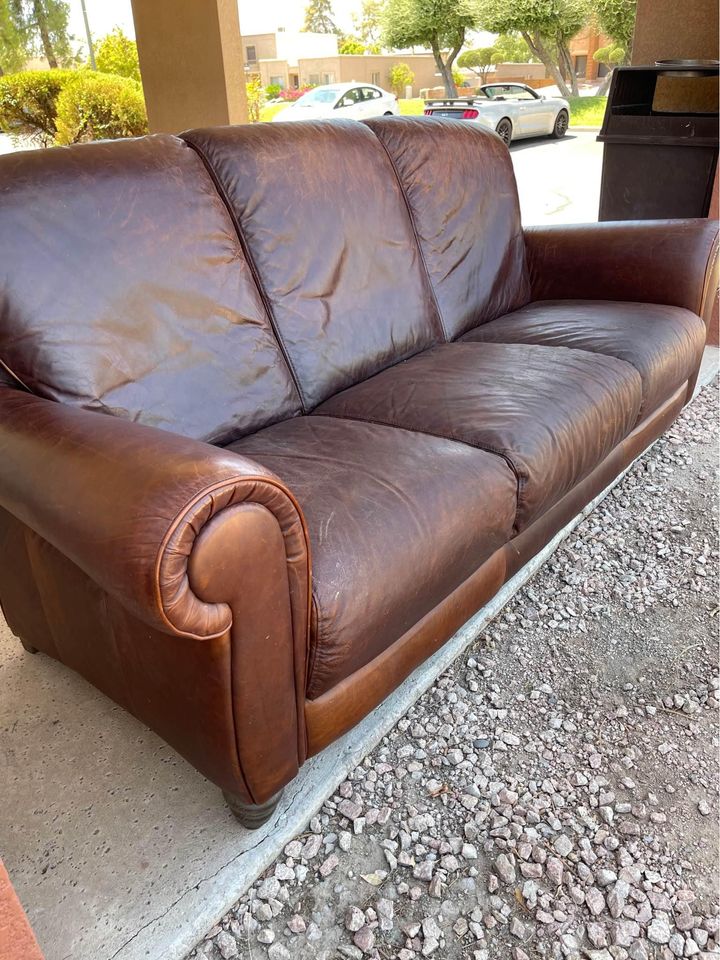 Brown Leather Sofa detail