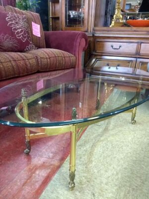 Vintage Hollywood Regency Oval Coffee Table