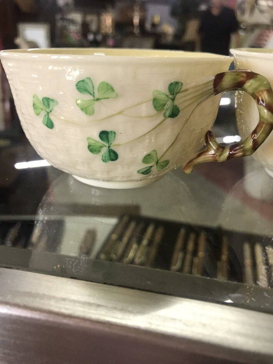 Belleek Pottery Shamrock Tea Cups single