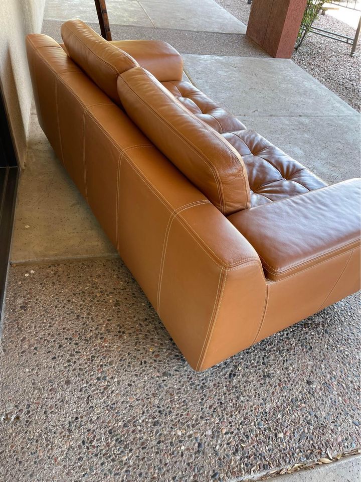 Caramel Color Leather Sofa back