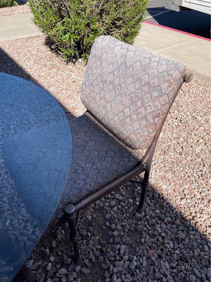 Iron and Glass Patio Table Set chair