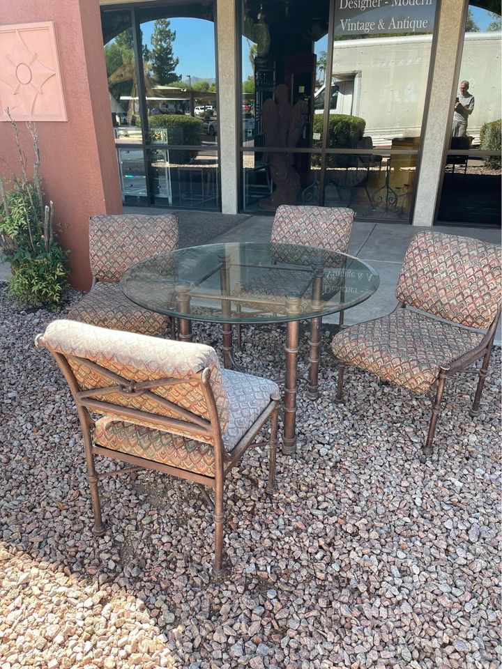 Iron and Glass Patio Table Set