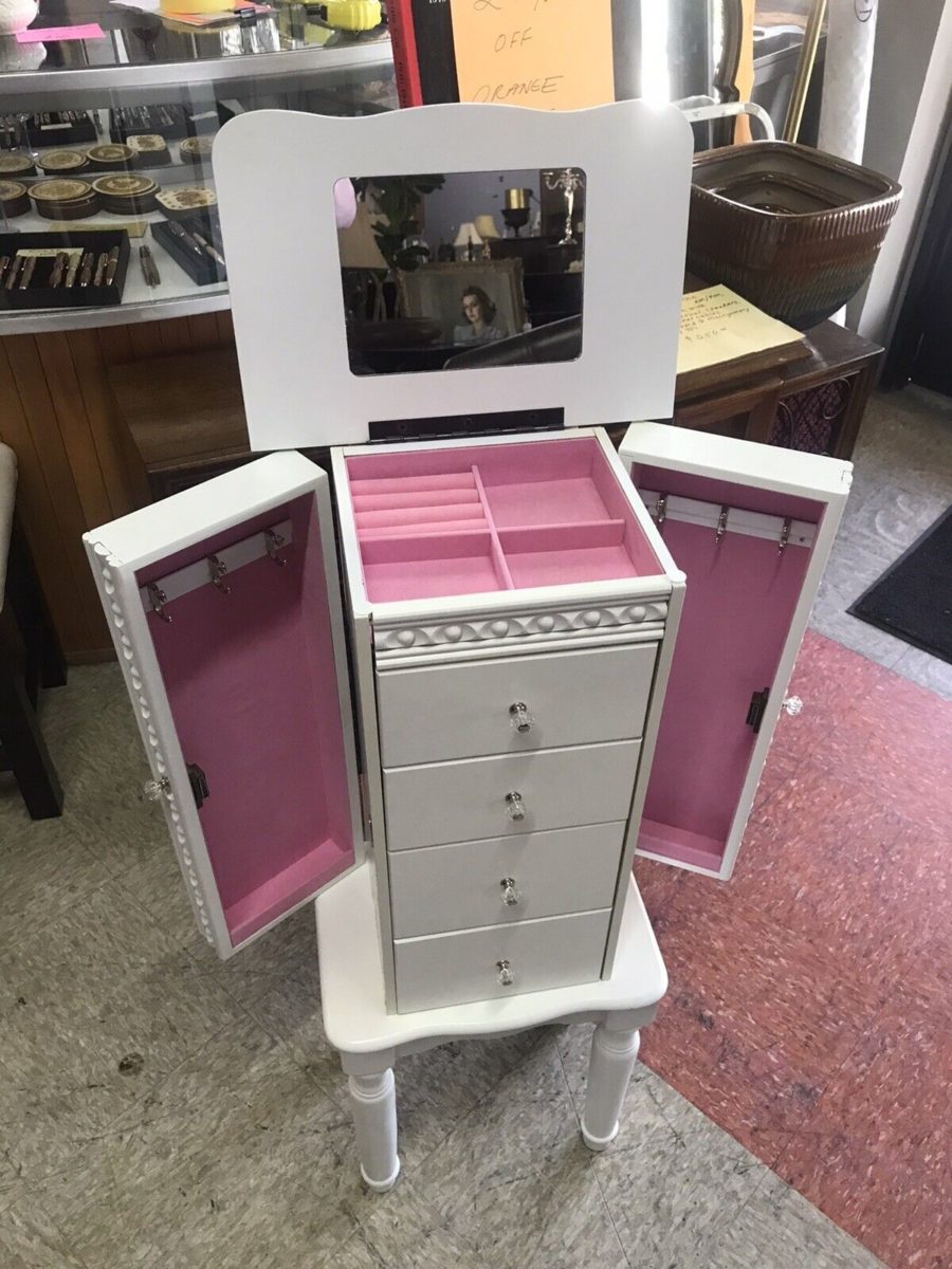 Standing Jewelry Armoire with Mirror