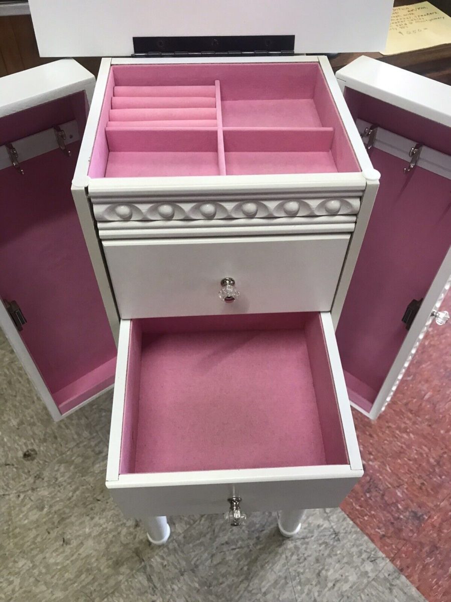 Standing Jewelry Armoire with Mirror drawers