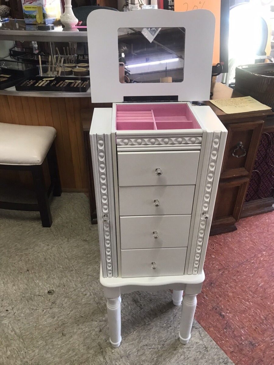 Standing Jewelry Armoire with Mirror mirror