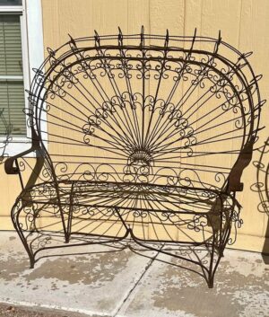 Vintage Iron Peacock Chairs and Matching Loveseat