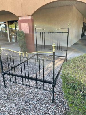 Antique Black Iron and Brass Bed Antique Black Iron and Brass Bed