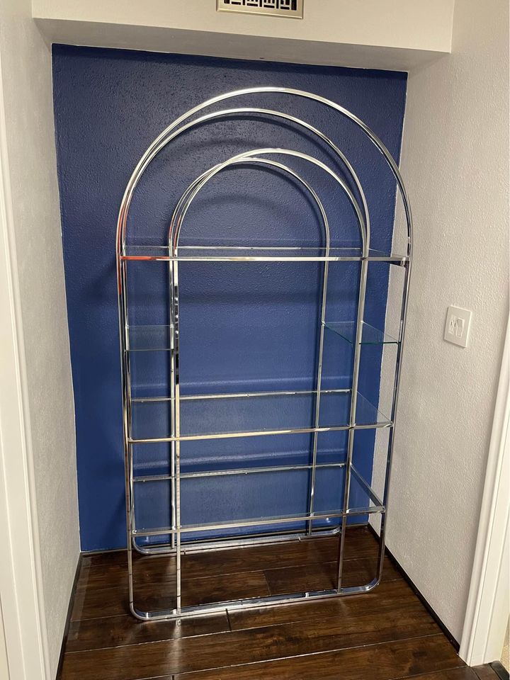 1970s Vintage Chrome Etagere Shelving Unit
