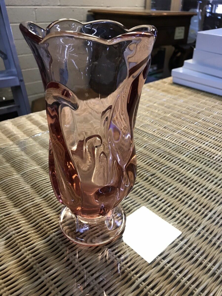 Fenton Ocean Waves Pink Glass Vase