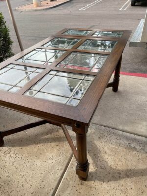 Large Dining Table with Glass Inserts Large Dining Table with Glass Inserts