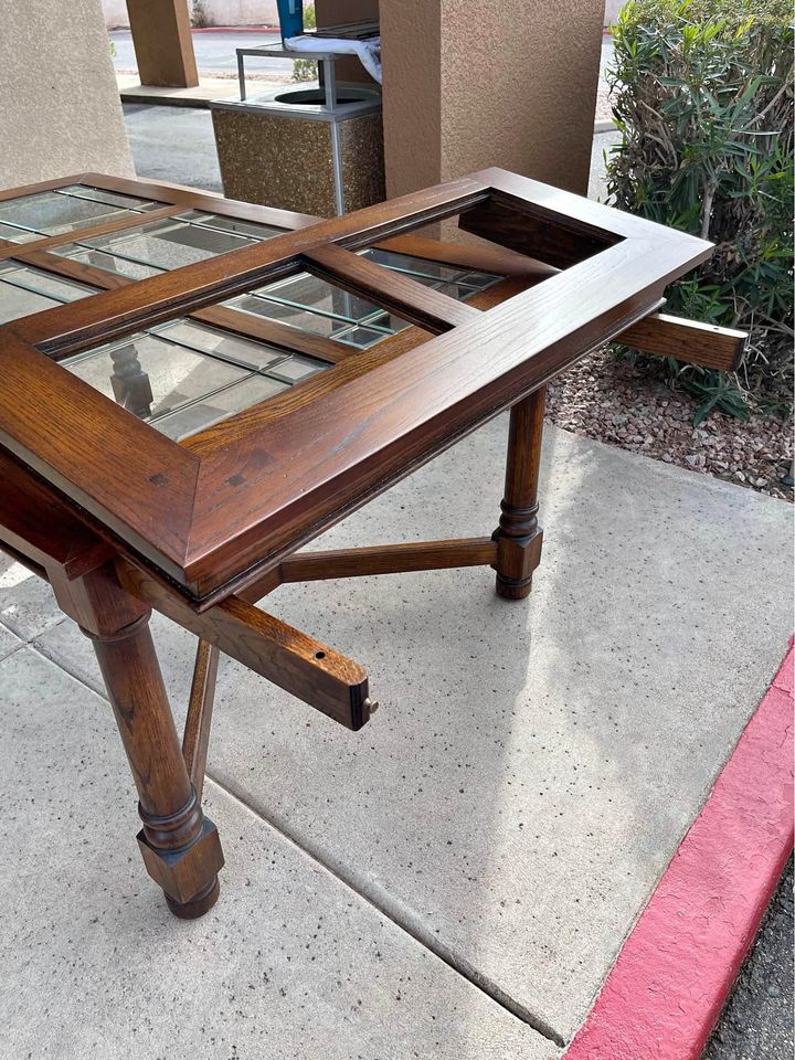 Large Dining Table with Glass Inserts
